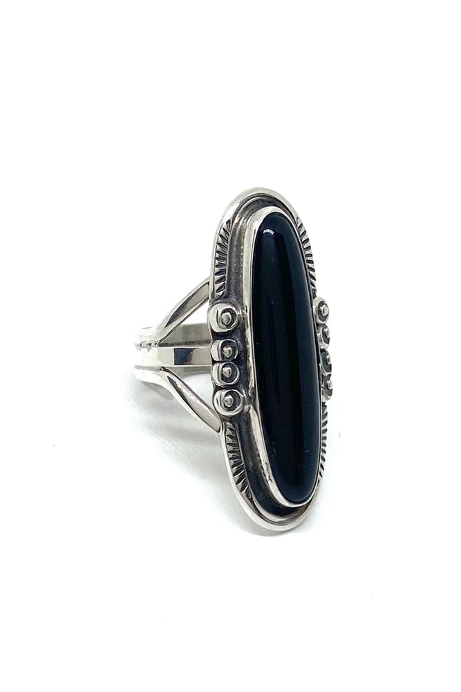 Slender Oval Onyx Ring (Size 7 ½)