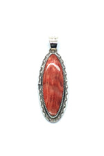 Red Spiny Shell Oval Pendant