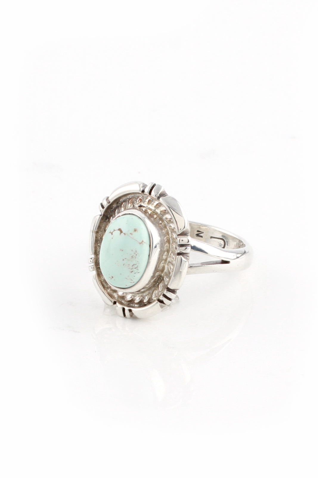 Small Navajo Dry Creek White Turquoise Ring (Size 6) – Silver Eagle Gallery