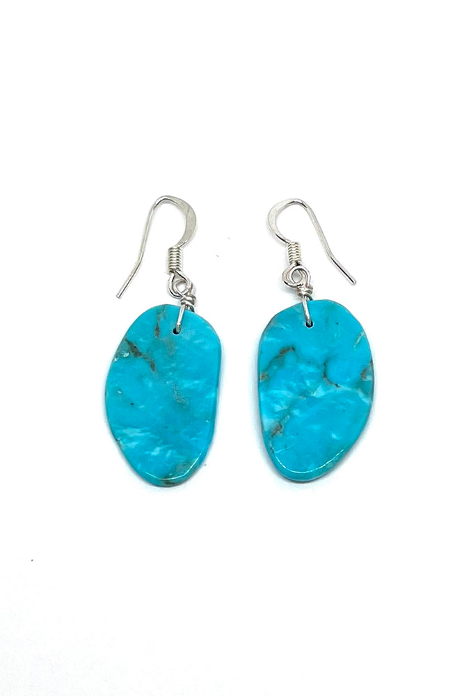 Blue Turquoise Santo Domingo Slab Earrings