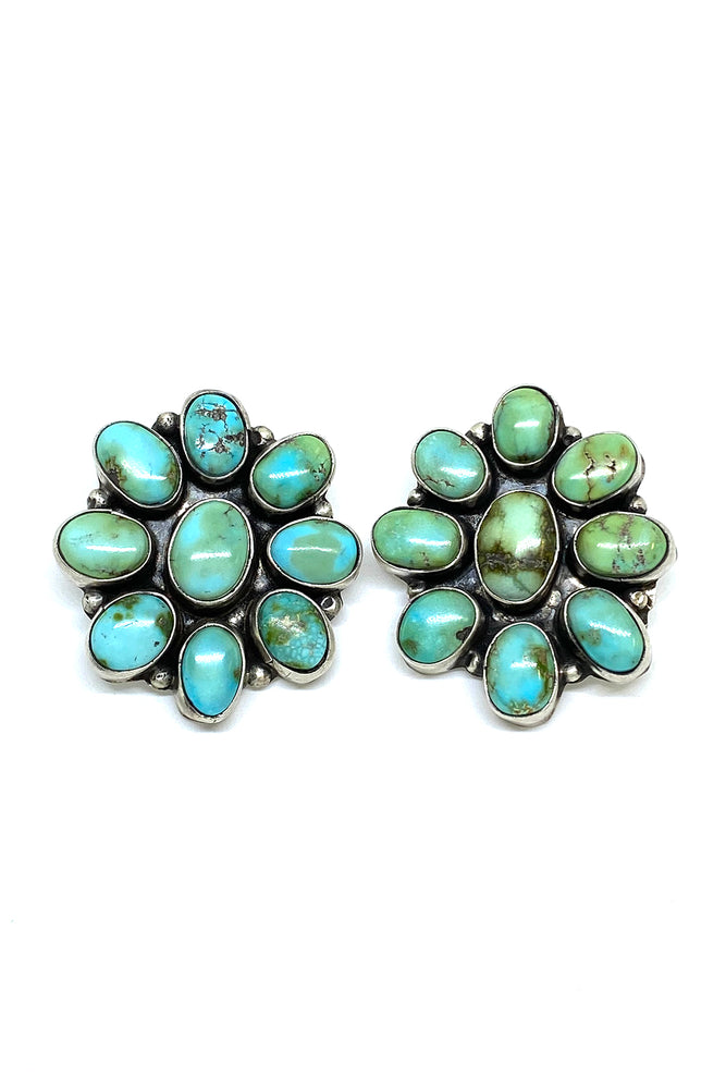 
                
                    Load image into Gallery viewer, Ella Peters Sonoran Gold Turquoise Flower Post Earrings
                
            