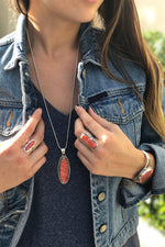 Red Spiny Shell Oval Pendant