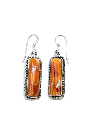 
                
                    Load image into Gallery viewer, Navajo Joe Delgarito Spiny Shell Rectangular Sterling Silver Earrings
                
            
