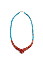 Santo Domingo Turquoise and Spiny Shell Heishe Necklace