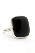 Square Black Onyx and Sterling Silver Ring (Size 9)