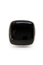 Square Black Onyx and Sterling Silver Ring (Size 9)