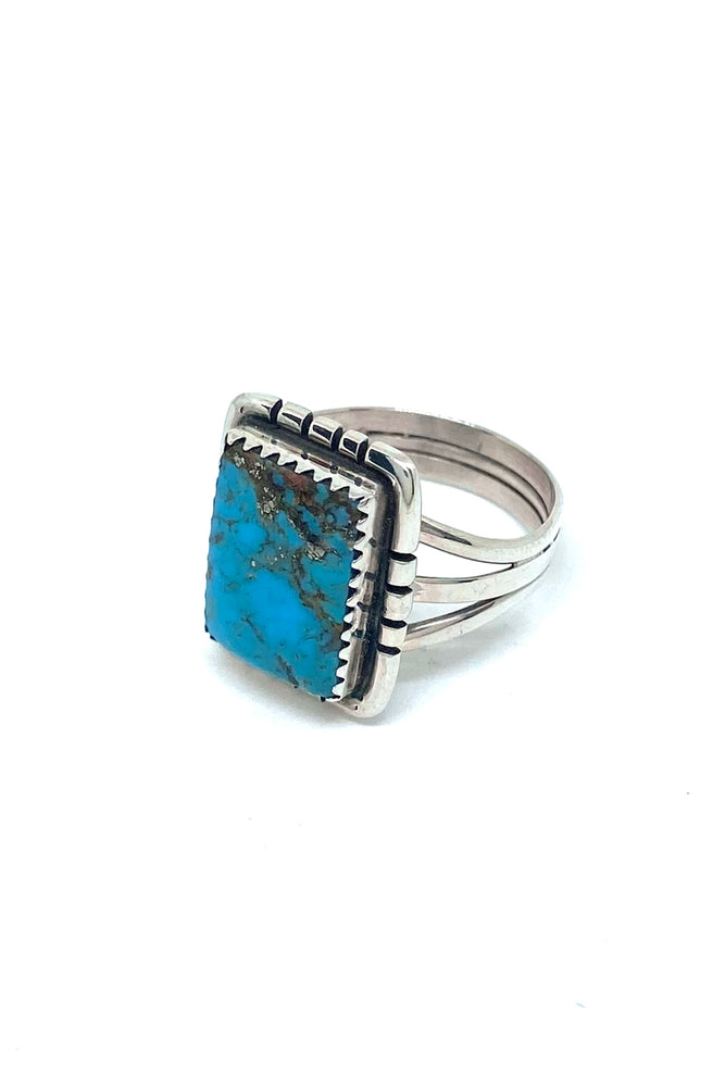 
                
                    Load image into Gallery viewer, Square Navajo Turquoise Sterling Silver Ring
                
            