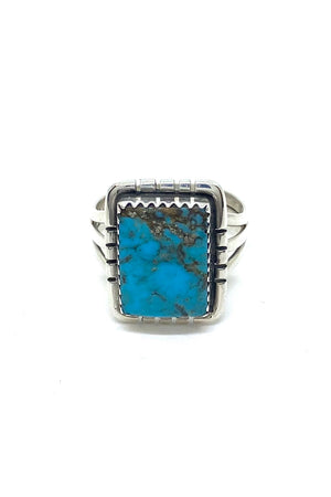 
                
                    Load image into Gallery viewer, Square Navajo Turquoise Sterling Silver Ring
                
            