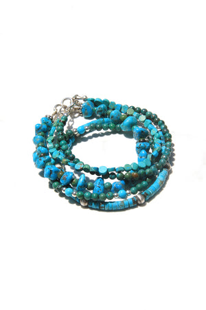 Turquoise Heishi and Oxidized Bead Bracelet