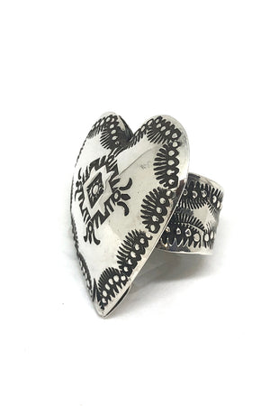 Navajo Heart Sterling Silver Ring (Adjustable)