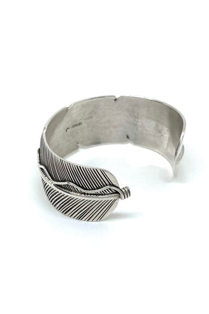 Navajo Feather Sterling Silver Wide Cuff