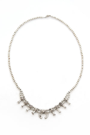 
                
                    Load image into Gallery viewer, Mini Silver Navajo Squash Blossom Necklace
                
            