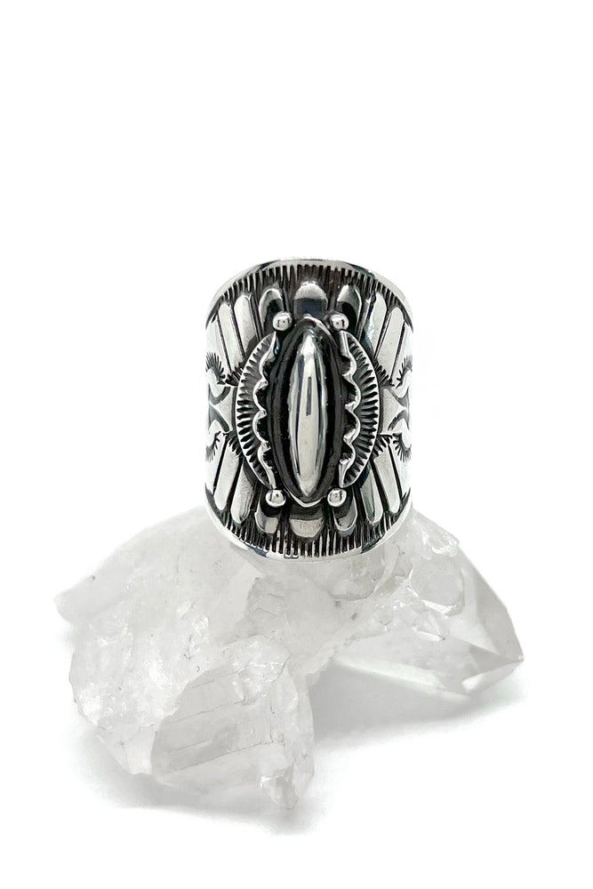 
                
                    Load image into Gallery viewer, Derrick Gordon Repoussè Sterling Silver Ring (Size 7 ½)
                
            