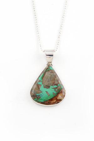 
                
                    Load image into Gallery viewer, Boulder Turquoise Teardrop Pendant
                
            