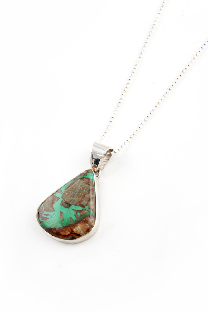 
                
                    Load image into Gallery viewer, Boulder Turquoise Teardrop Pendant
                
            