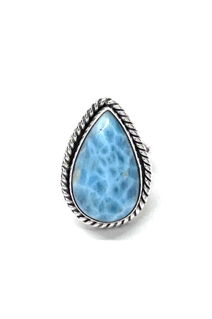 Navajo Sterling Silver Tear Drop Larimar Ring (Size 8 ½)