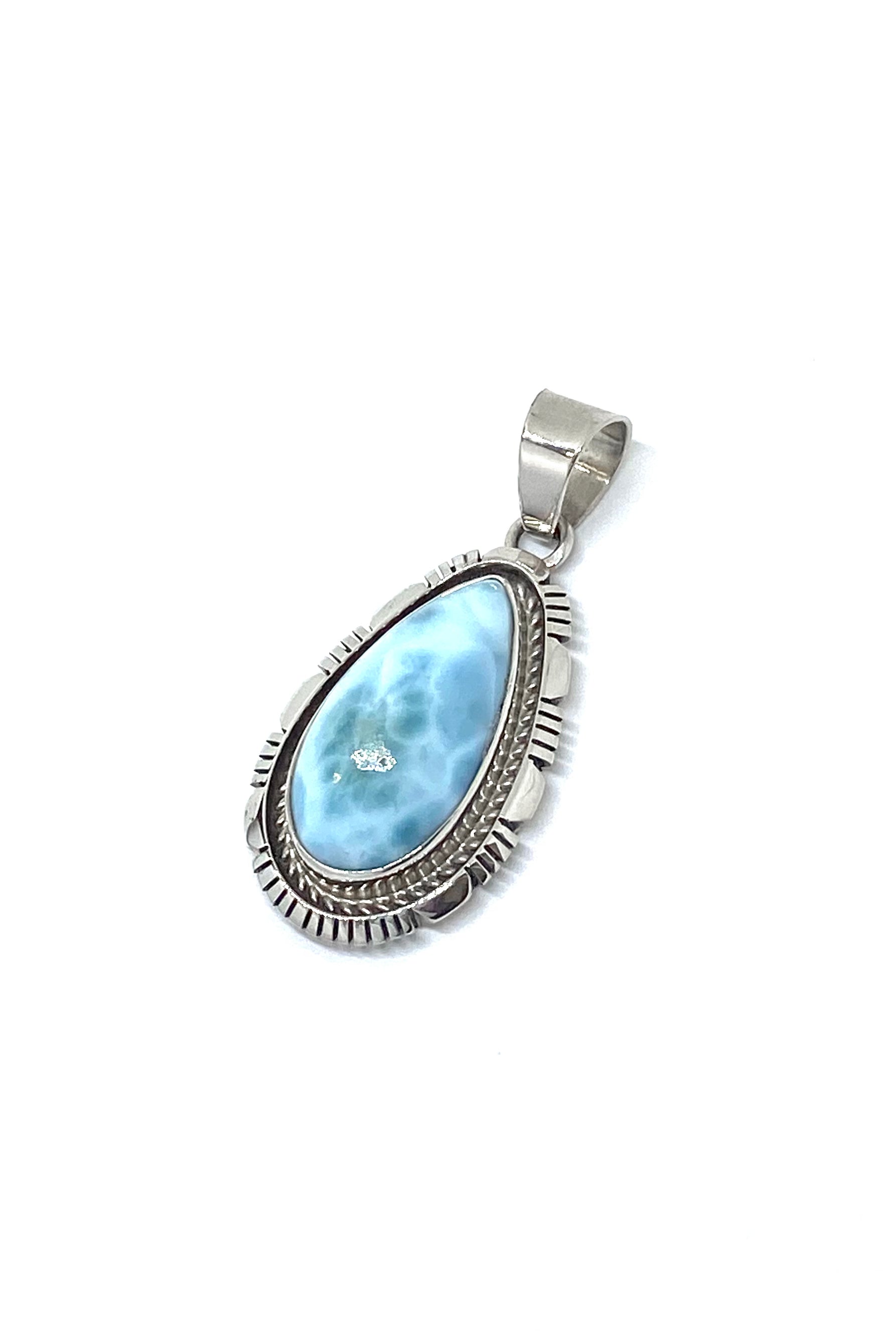 Teardrop Sterling Silver Larimar Pendant – Silver Eagle Gallery