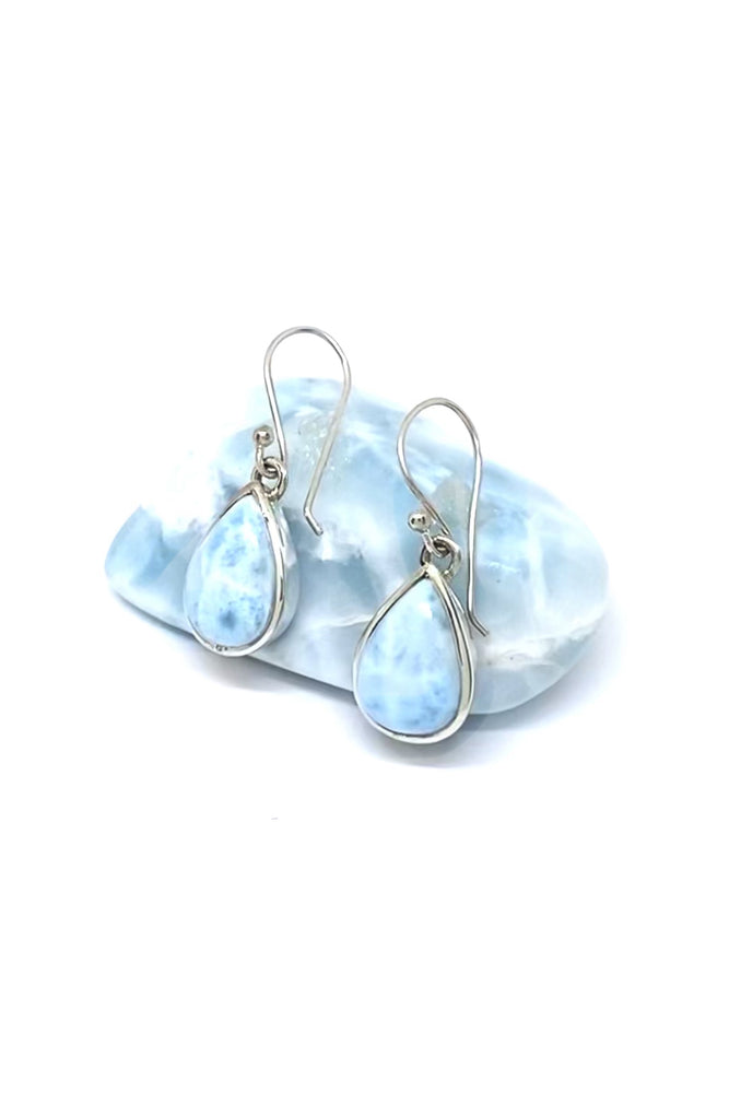 Sterling Silver Teardrop Larimar  Earrings