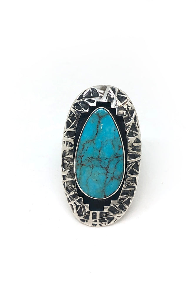 Everett and Mary Teller Sterling Silver and Turquoise Ring (Size 7)