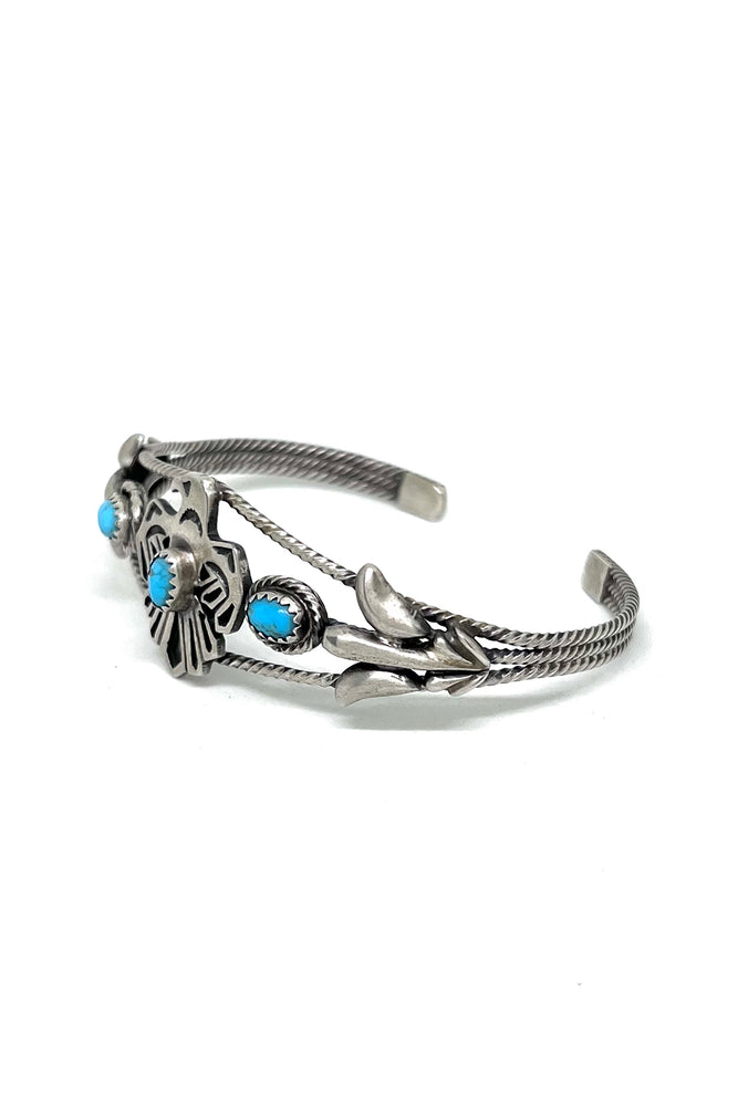 
                
                    Load image into Gallery viewer, Sleeping Beauty Turquoise Sterling Silver Thunderbird Bracelet
                
            