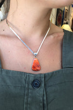 Orange Spiny Shell Silver Pendant