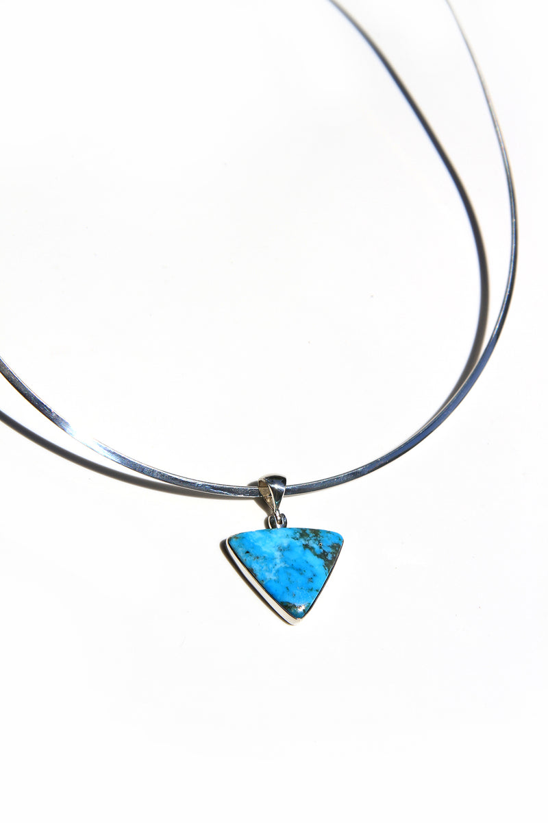 Sterling Silver Turquoise Small Oblong Triangle Pendant main image 0