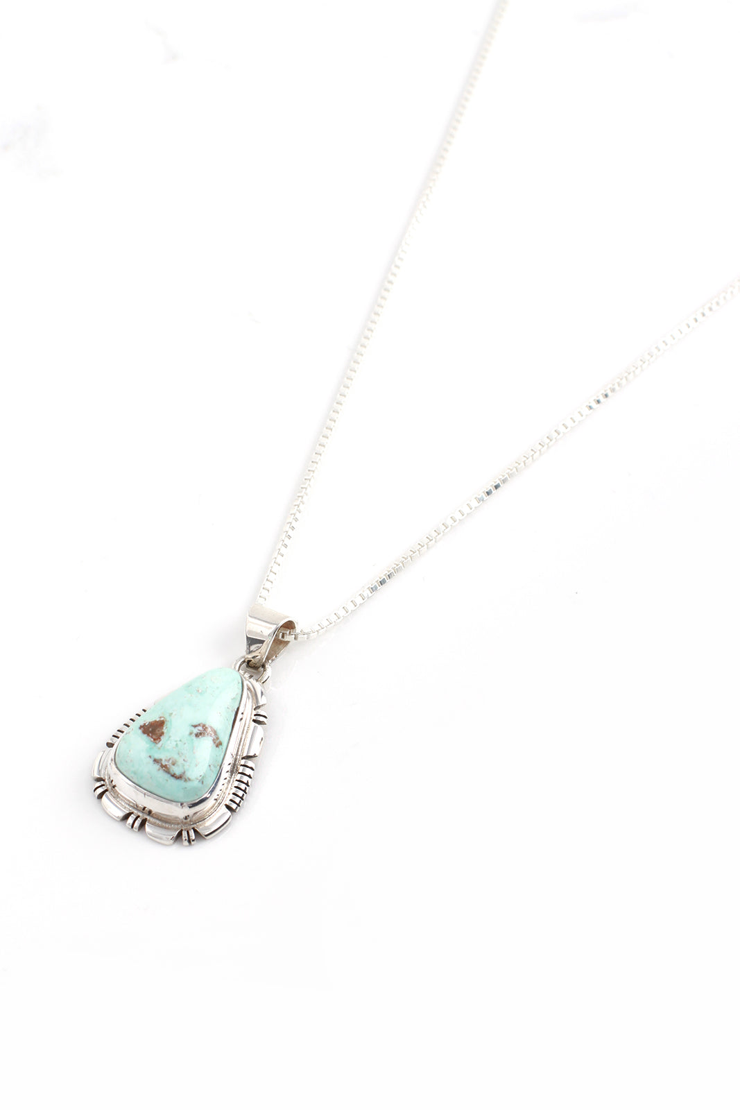 Simple Dry Creek White Turquoise Pendant – Silver Eagle Gallery