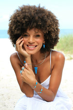 Blue Turquoise and Sterling Silver Women’s Split Bracelet