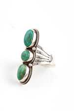 Triple Stone Green Turquoise Ring (Size 8 ½)