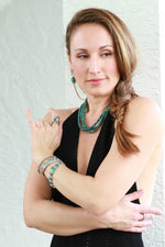 Turquoise triple strand rondelle bead necklace