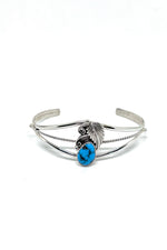 Navajo Turquoise Sterling Silver Applique Cuff Bracelet