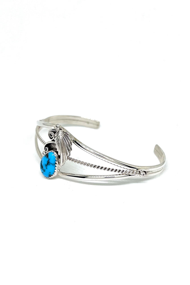 Navajo Turquoise Sterling Silver Applique Cuff Bracelet