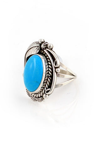 Navajo Traditional Turquoise Ring (Size 10)
