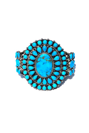 
                
                    Load image into Gallery viewer, Tyler Brown Navajo Turquoise Cluster Cuff Bracelet
                
            