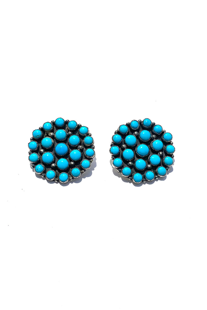 Back in Stock Gems en Vogue Sleeping Beauty Turquoise 7-Stone Mini Cluster Stud Earrings