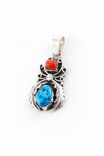 Sleeping Beauty Turquoise and Coral Applique Pendant