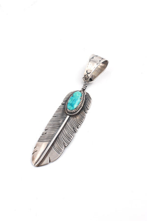 L Jeer Turquoise Sterling Silver Feather Pendant