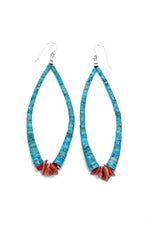 Santo Domingo Jackla Turquoise and Spiny Shell Heishi Earrings