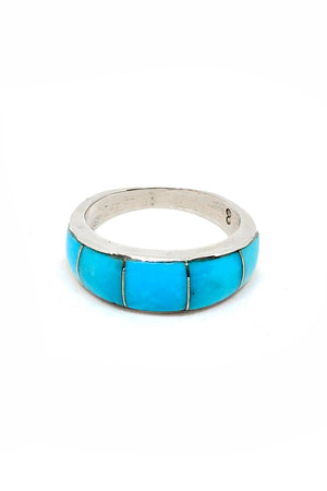 Sleeping Beauty Turquoise and Sterling Silver Inlay Ring (Size 6 ¾)