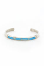 Turquoise Inlay and Sterling Silver Navajo Cuff