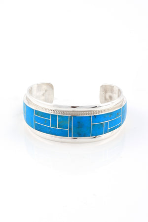 Zuni Kingman Turquoise Inlay Cuff