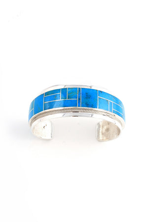 Zuni Kingman Turquoise Inlay Cuff