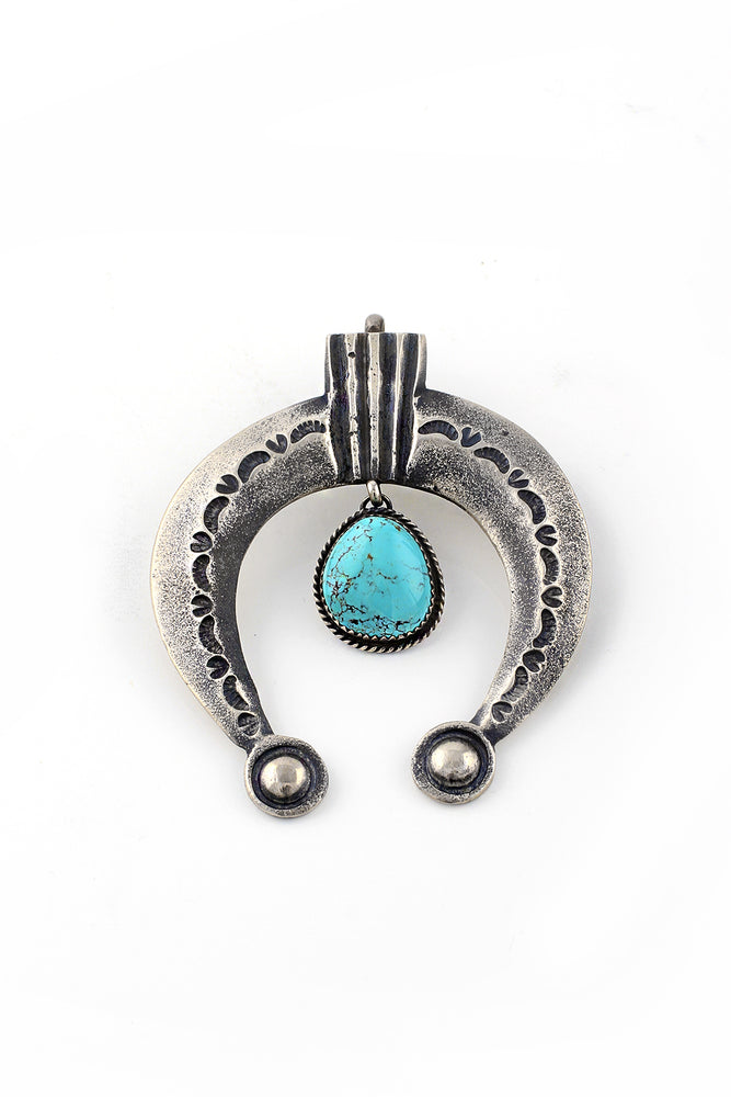 
                
                    Load image into Gallery viewer, Traditional Sandcast Turquoise Naja Pendant
                
            