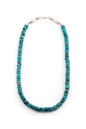 Turquoise and Sterling Silver Rondelle Necklace
