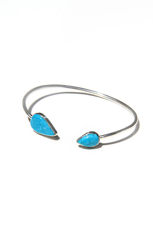 Blue Turquoise and Sterling Silver Women’s Split Bracelet