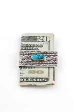 Navajo Sterling Silver Turquoise Money Clip