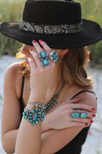 Navajo Richard Haskie Bluebird Turquoise Cluster Cuff Bracelet
