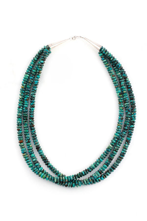 Turquoise triple strand rondelle bead necklace