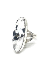 Elegant White Buffalo Turquoise Ring (Size 8.5)