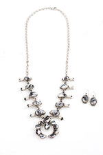 White Buffalo Squash Blossom Necklace with Earrings